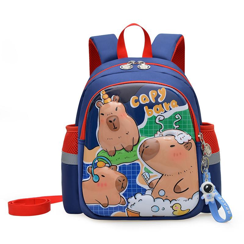 Cartoon Childrens Capybara School Backpack With Breathable Oxford Fabric темно-синий