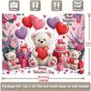 2D Happy Valentine's Day Backdrop, Teddy Bear with Heart & Cake Background