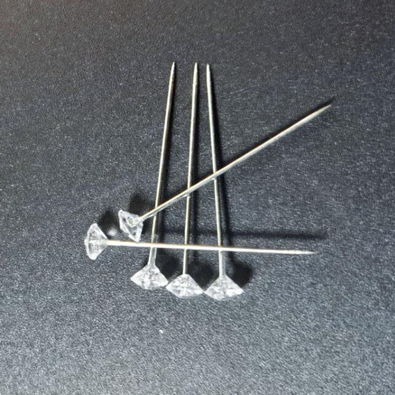 Clear Floral Head Pins - 6x38mm, Box of Diamond-Shaped Push Pins for Wedding Bouquets