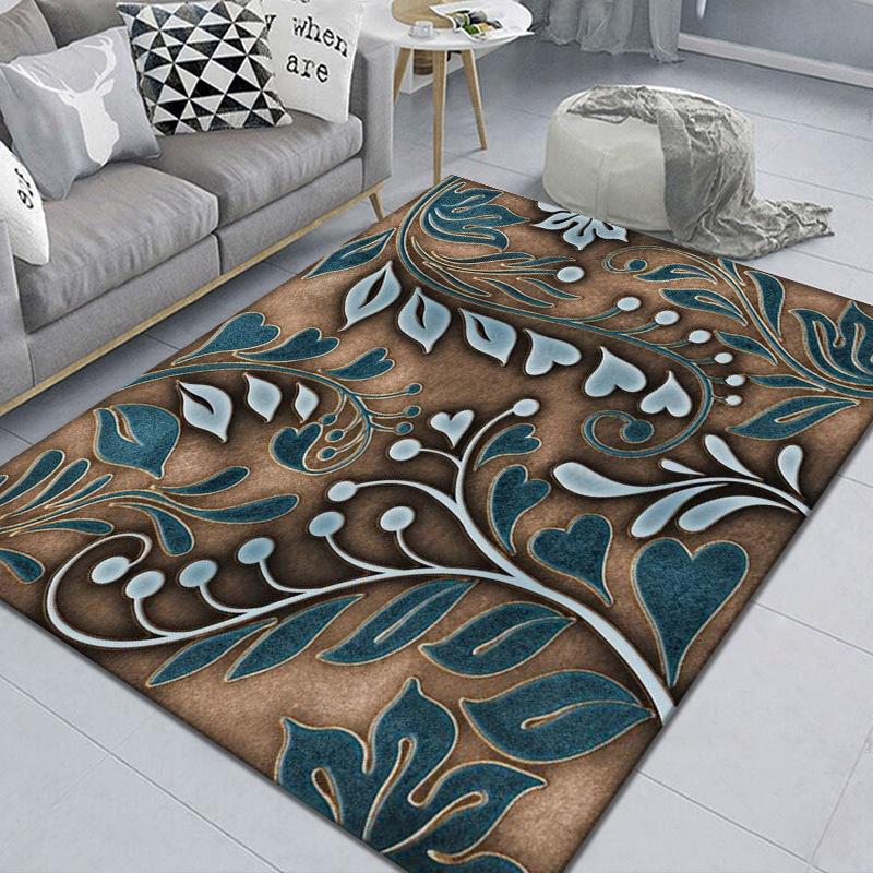 Nordic Style Ins Pastoral Flower Light Luxury Floor Mat Printed Carpet Household Living Room Coffee Table Floor Mat Bedroom Bedside Mat