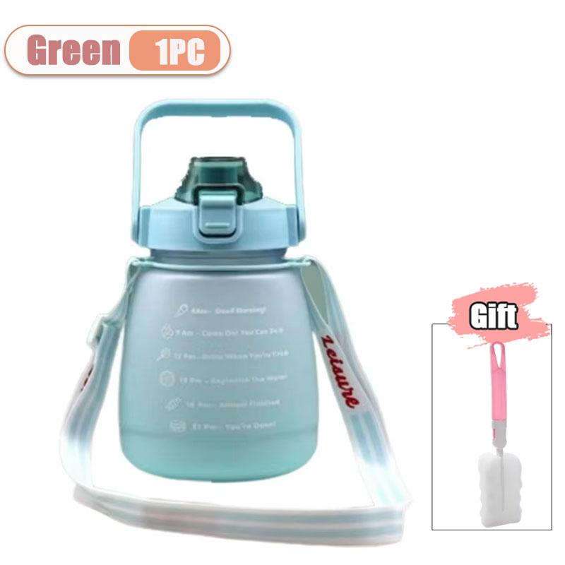 Large Capacity Frosted Sports Water Bottle with Shoulder Strap Portable Cup for Gym Outdoor Travel Hiking Reusable BPA Free