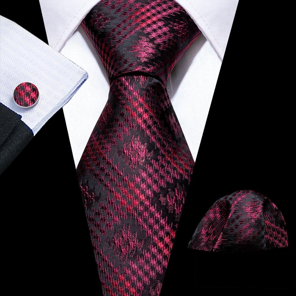 Barry.Wang Floral Ties for Men Woven Paisley Wedding Necktie Handkerchief Cufflinks Formal Casual Set