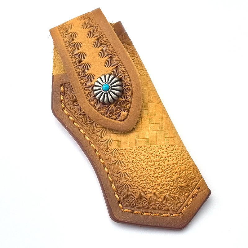 

Чохли з коров’ячої шкіри для складних ножів Універсальні піхви з коров’ячої шкіри з волокнистою шкірою для кемпінгу своїми руками spot жовтий