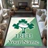 Ireland Rugby Crystal Velvet Rug, Custom Name Text Personalized Non‑Slip Floor Mat for Home Decor Gift