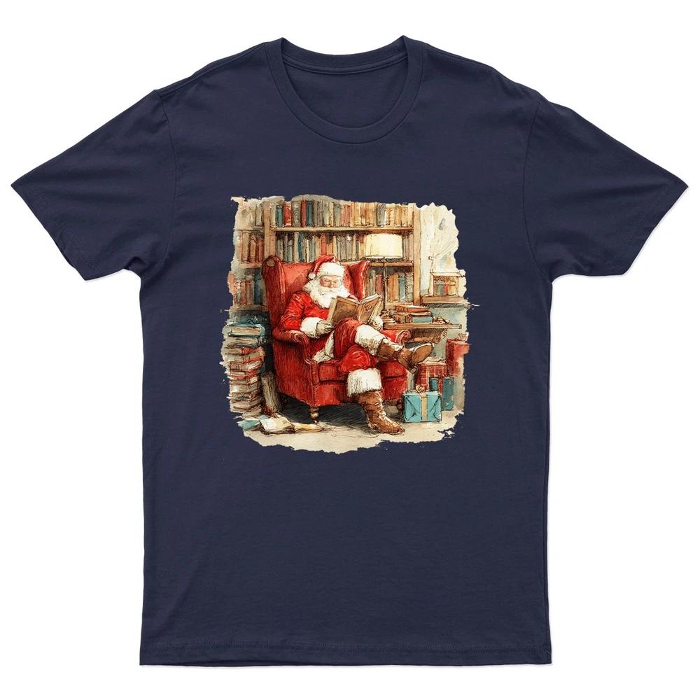 Santa Reading Book Christmas TShirt Unisex Gift Retro Seasonal Funny Xmas