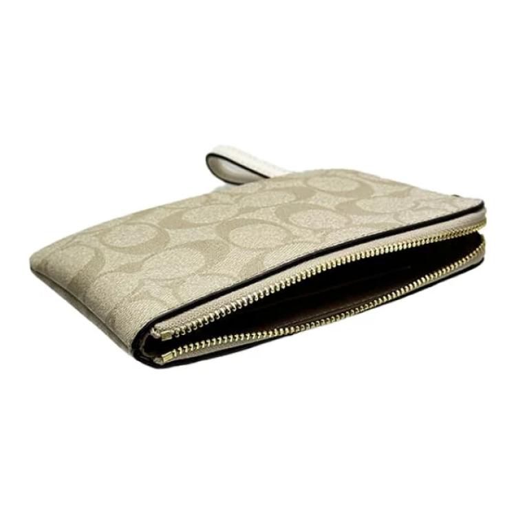 Coach Corner Zip 16 Classic Monogram Heart Logo Zipper Clutch Women Clutch Light-Khaki Chalk-White CP436-IMOTV