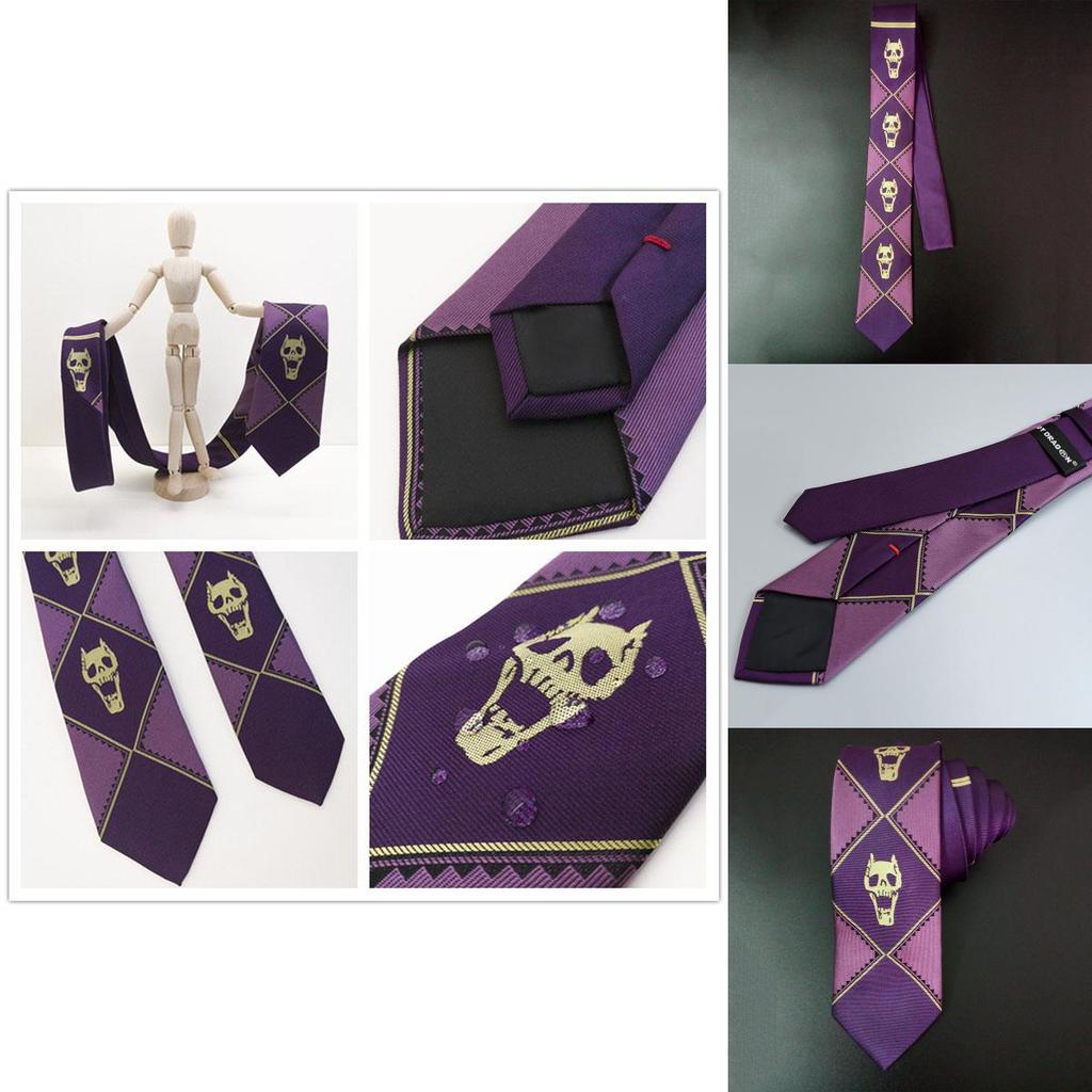 Wykwintny Jojo's Bizarre Adventure Killer Queen Kira Yoshikage Cosplay Czaszka Fioletowy Krawat
