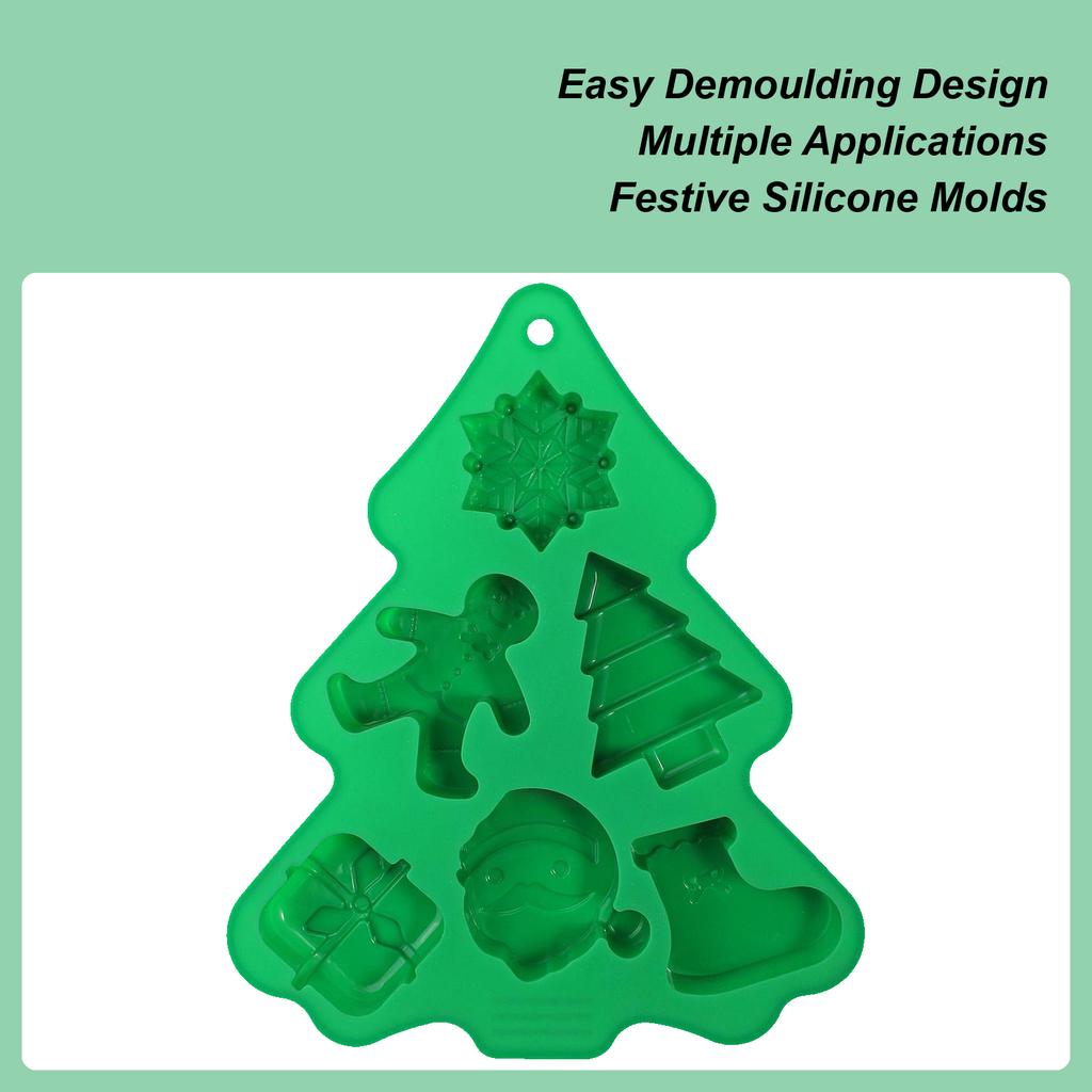Christmas silicone chocolate molds Christmas Chocolate Molds 3D Festive Snowflake Tree Santa Moulds oven safe molds