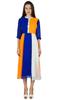 Bimba Womens Classic Mandarin Collar Shift TriColor Midi Summer Chic Dresses