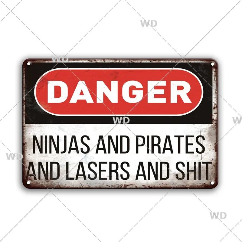 Retro Danger Warning Metal Sign - Vintage Caution Plaque - Metal Plate for Garage Park Home Wall Decor