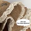 Stroh-Sonnenhut für Damen, faltbar, atmungsaktiv, größenverstellbar, Spitzenbesatz, Strandhut, Outdoor-Aktivitäten, Sport, Alltagskleidung