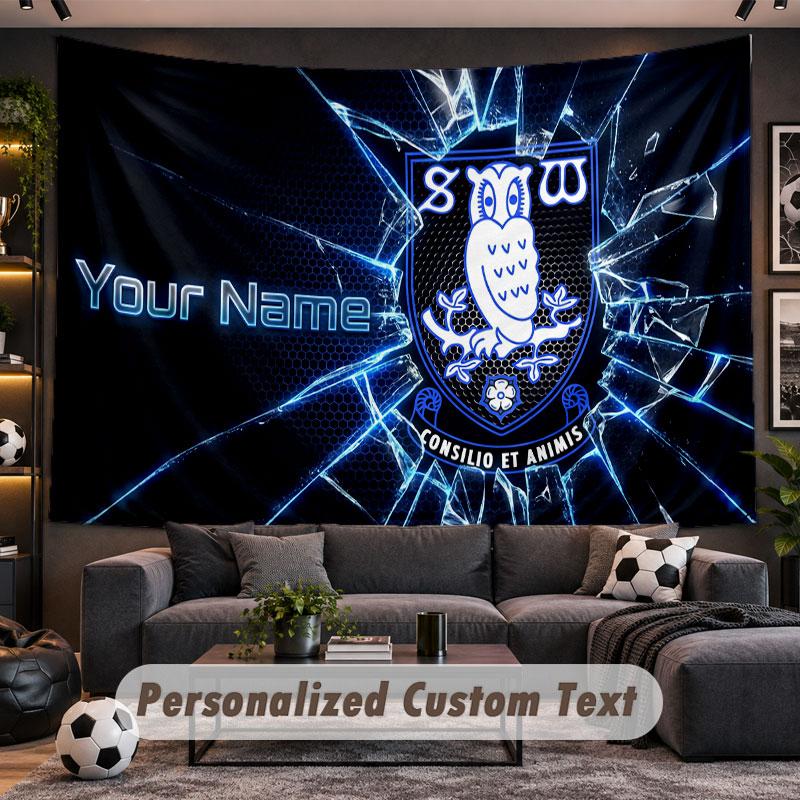 Wall Hanging Tapestry Custom NameSheffield Wednesday FC Pattern Personalized Printed Fabric Wall Decor