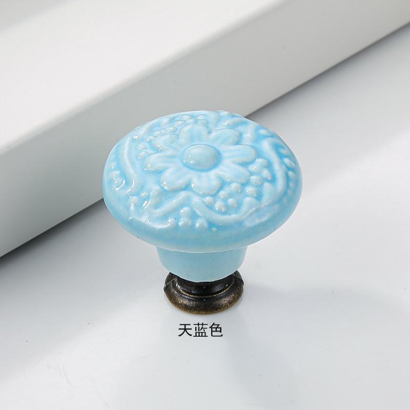 1x Retro Vintage Round Ceramic Drawer Knob Cabinet Handle Cupboard Door Pull kid room Decor blossom Relief Handle Knobs