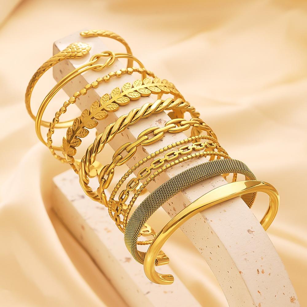 European and American Retro Gold Bracelet Irregular, Bracelet C-shaped Opening, Adjustable Bracelet Women