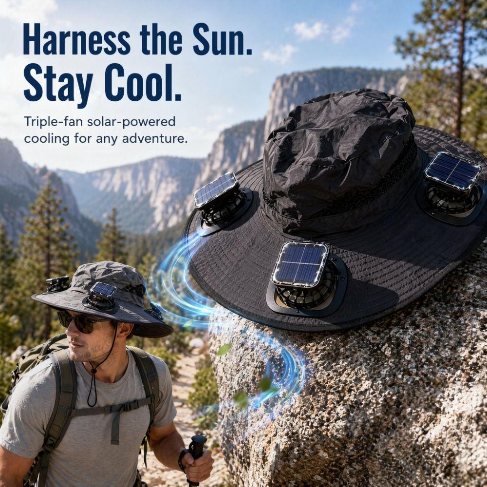 UV Protection Summer Fan Visor Cap Breathable Fishing Bucket Hat Solar Fan Hat Hiking
