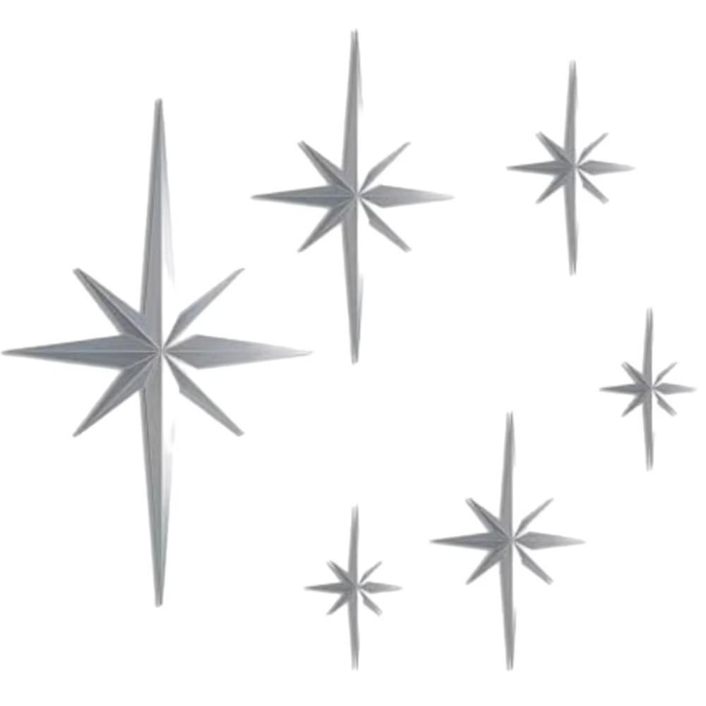 6Pcs/Set Octagonal Starburst Decor Star Shape Wall Hanging Decor Star Art Wall Sculpture Home Decor