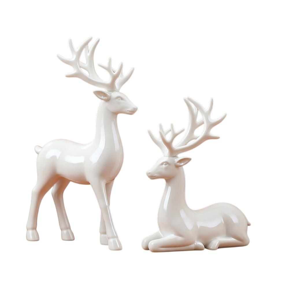 Creative Deer Desktop Ornament Modern Sitting/Standing Position Christmas Deer Statue Cute Exquisite Elk Home Decor Living Room
