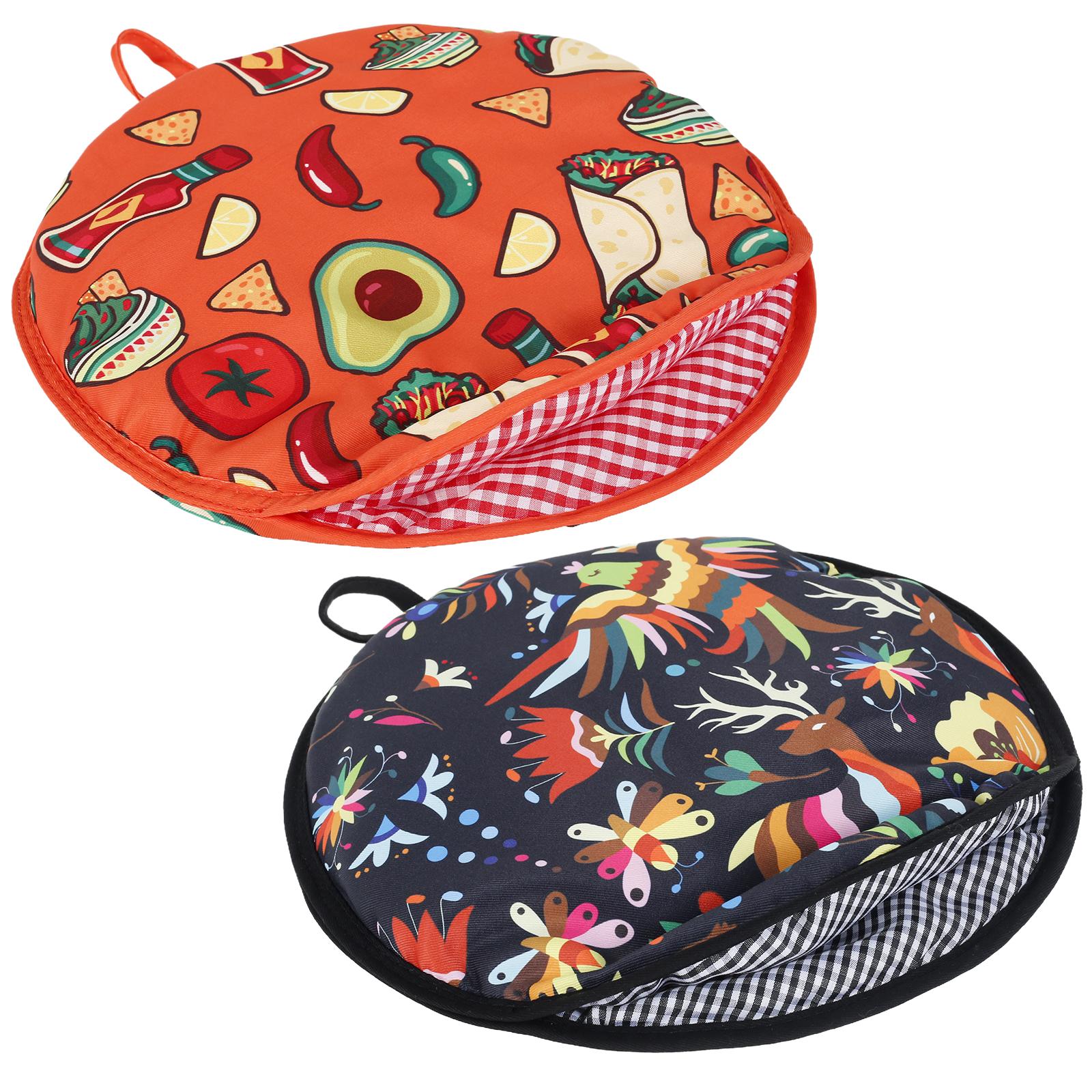 

Portable 12 Inch Tortilla Warmer Bag Insulated Microwave-Safe Fabric Holder for Pizza Bread Double-Sided Tortilla Bag Warmer