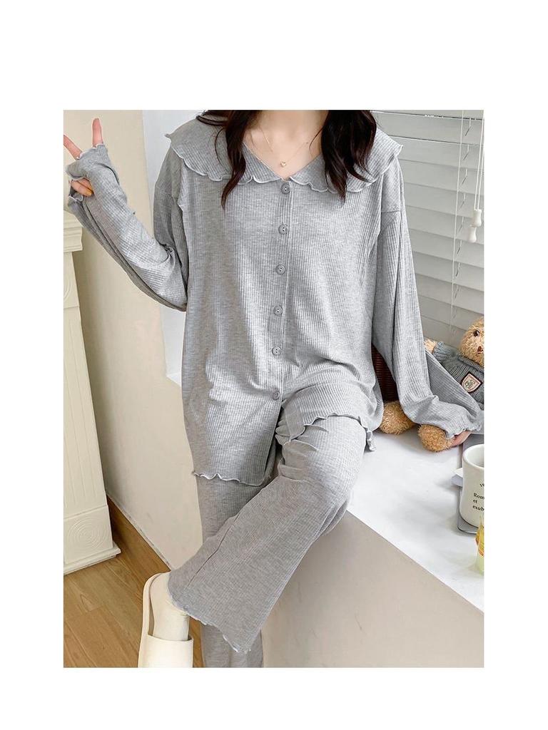 Maternity Lounge Set: Loose-Fit Plus Size Pajamas for Spring & Autumn - Ideal for Postpartum Nursing & Homewear