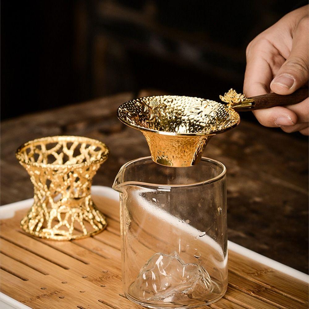 Wood Handle Tea Filter Embossed Tea Colander Teaware Tea Strainer Bubble Tea