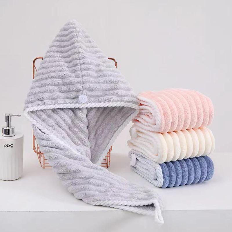 Wave Pattern Dry Hair Cap Towel Thickened Soft Strong Water Absorption Cute Quick-Drying Headband