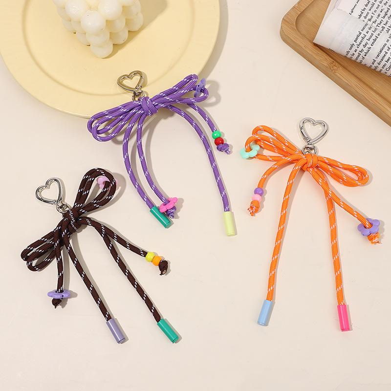 Candy-Colored Yarn Bow - Handmade DIY Craft with Charms, Durable Polyester Cord for Women's Bags, Keys, Bag Charm
