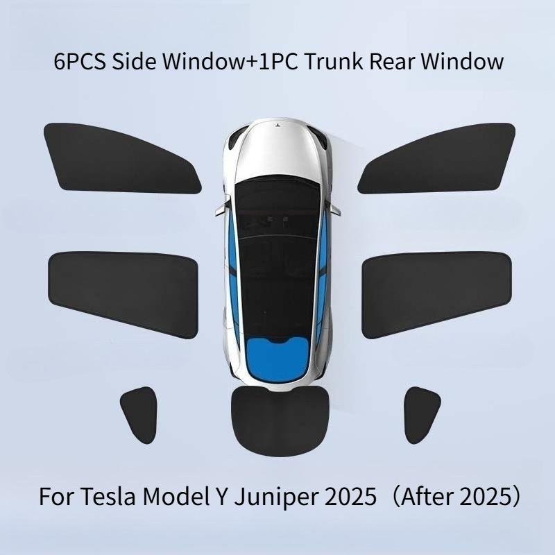 For Tesla Model Y Juniper 2025 Car Side Window Sun Shade Curtain Summer Sun Protection Sunshade Cover UV Car Privacy Curta