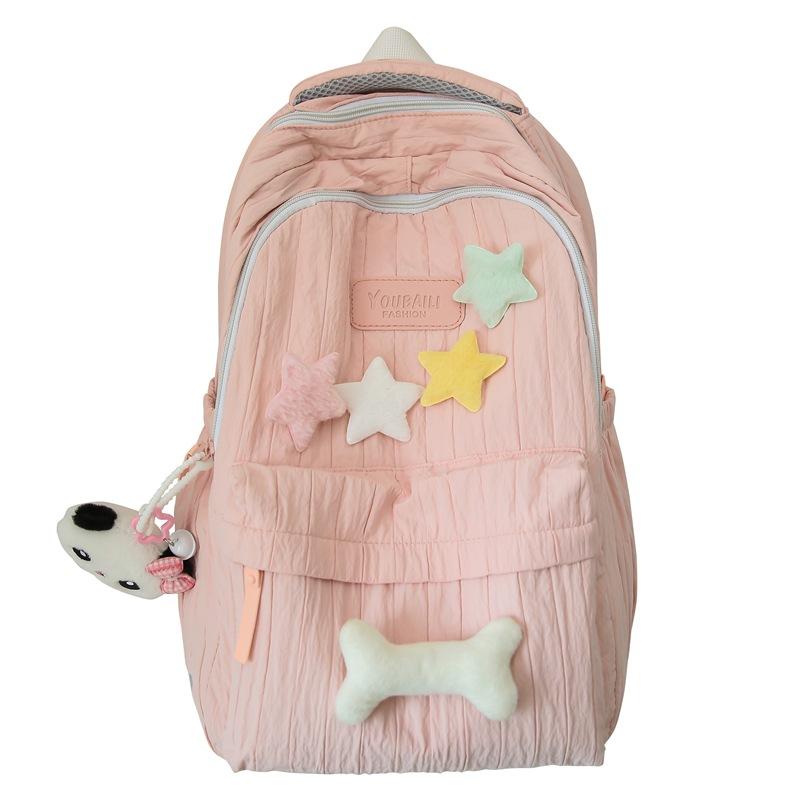 Schoolbag Korean version of high-value star backpack schoolbag large capacity lightweight girl cute versatile junior high school student backpack