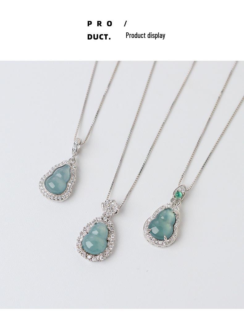 Elegant Jade Gourd 925 Silver Necklace - Luxury & Versatile Clavicle Chain