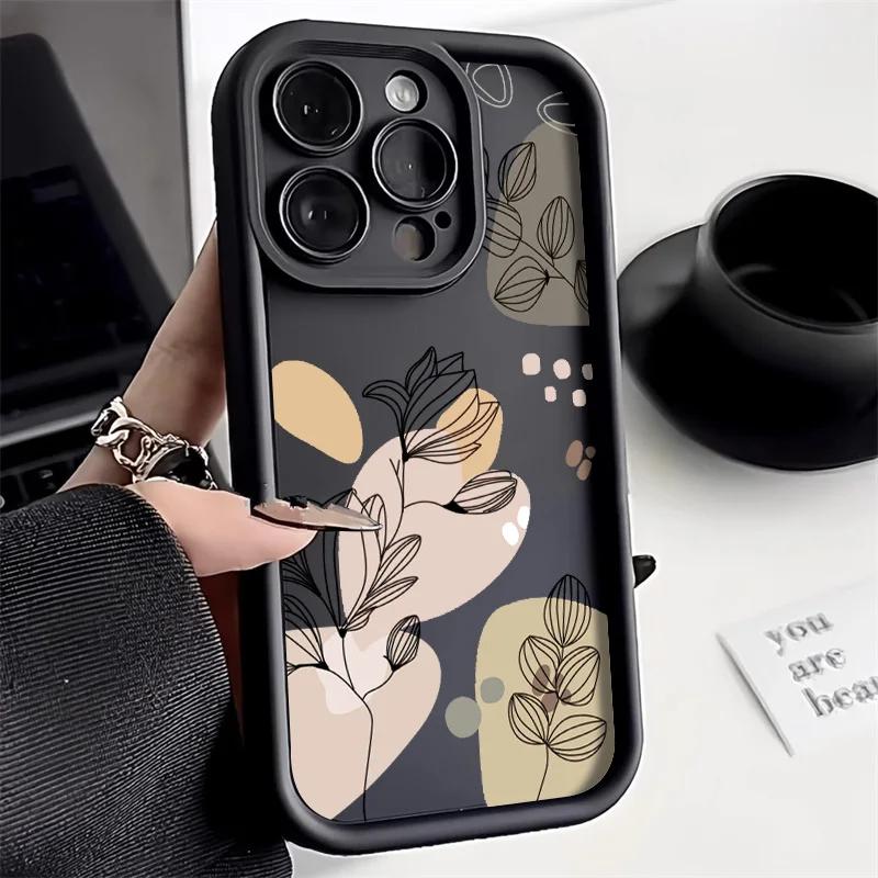 Abstract Plants Phone Case For iPhone 17 15 Pro MaxCase iPhone 13 16 14 12 11 Pro Max X XR XS 7 8 SECandy Liquid Silicone Cover