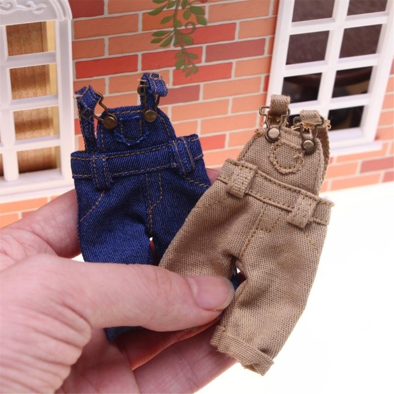 Miniature Overalls Doll Toy Clothing Washable Fabric Suspenders Pants for Toy Doll Display Decoration Doll Accessories