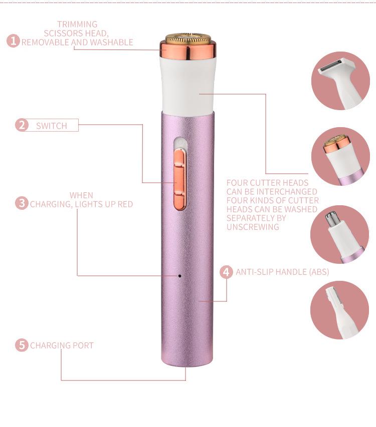 Multifunctional Women's Electric Shaver & Epilator with Eyebrow and Nose Hair Trimmer