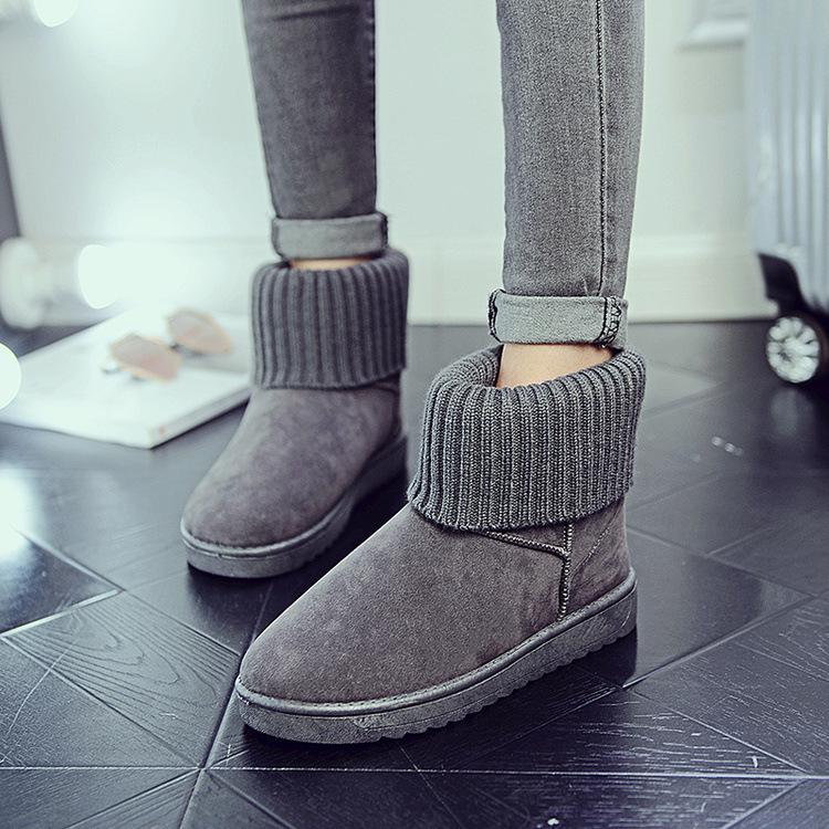 Women's Waterproof Wool Snow Boots, Flat Heel, Non-Slip, Warm Velvet Lining, Short Style