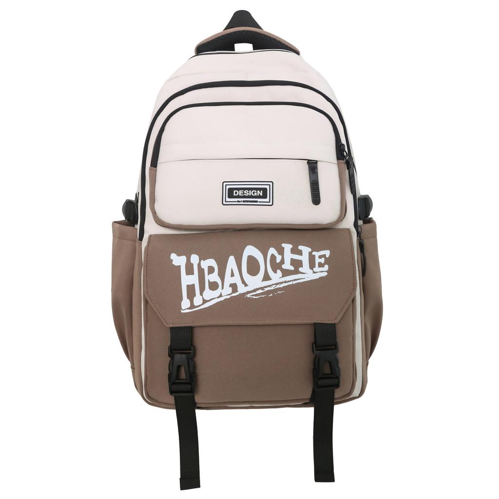 Casual simple and lightweight backpack large capacity letter printing junior high school high school student schoolbag female couple travel bag