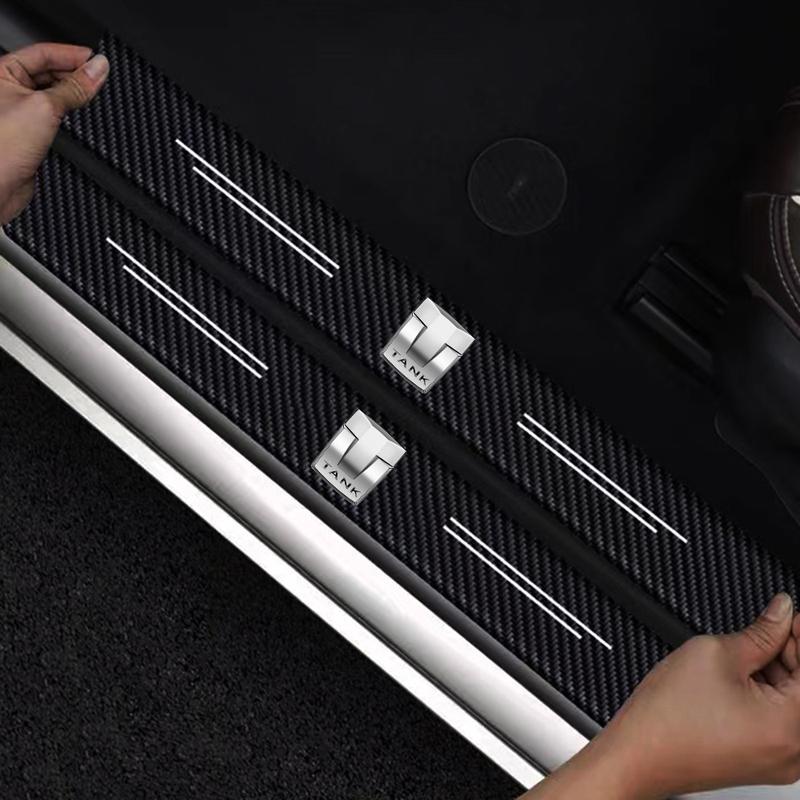 Car Door Sill Carbon Fiber Sticker Threshold Side Anti Scratch Tape Waterproof Decal for Great Wall GWM WEY Tank 300 500 Tank300