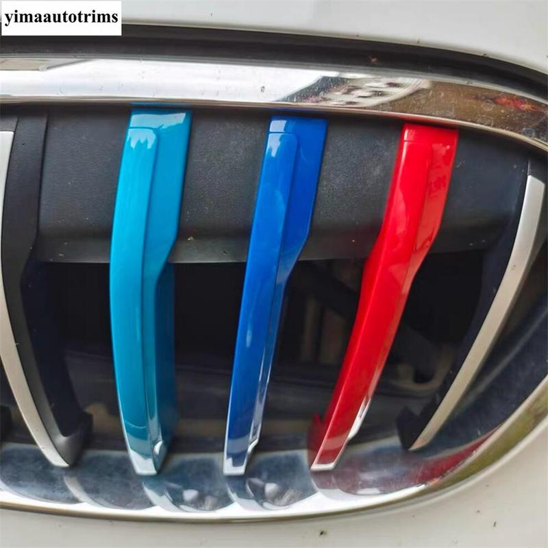 Für BMW X1 F48 2016 - 3-teiliges dreifarbiges Frontgrill-Lufteinlass-Netz-Dekorstreifen-Abdeckungs-Zierleisten-Zubehör