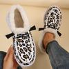 Winter thick-soled shallow-mouth low-top warm cotton shoes women's velvet thickened leopard print snow boots