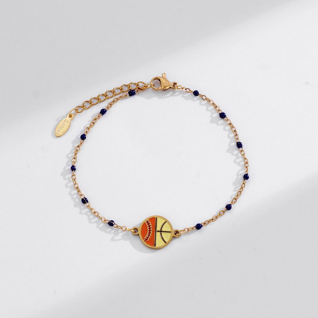 Women's Cross-border Creative Design Stainless Steel Soccer Beaded Bracelet European American-Style Minimalist Fashion Gift