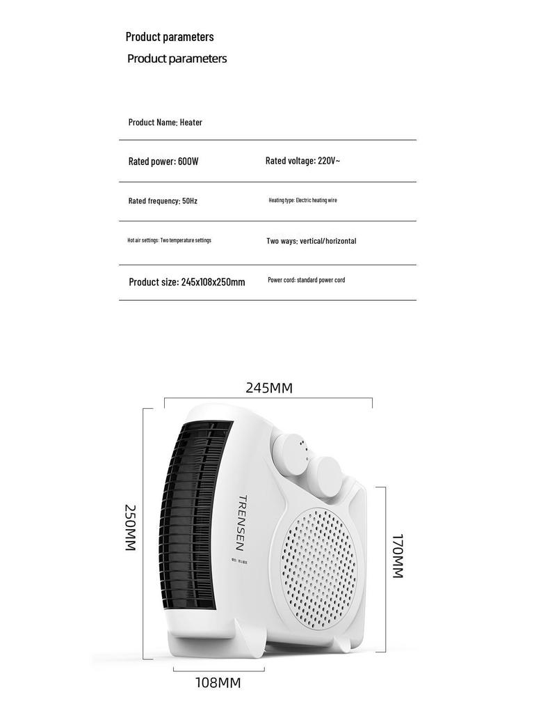 Compact High-Power Space Heater for Home & Office