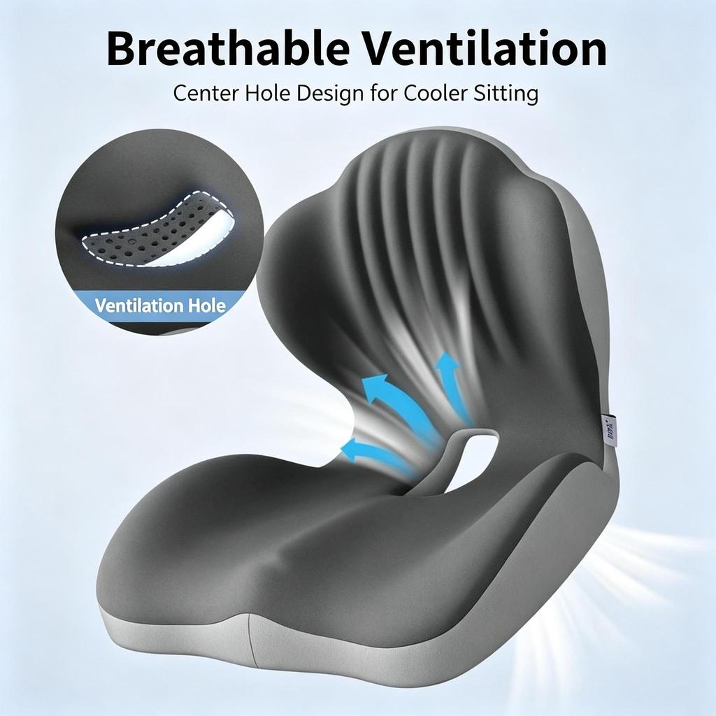 Memory Foam Integrated Seat & Back Cushion,Ergonomic Waist Support Chair Cushion For Office Home Car Long Sitting
