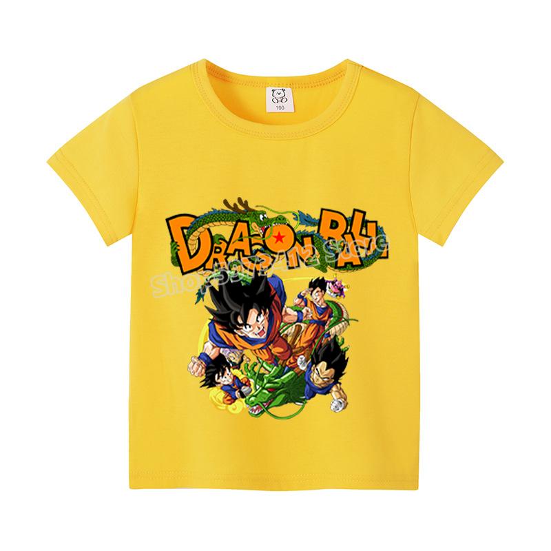 Dragons Ball Z T-shirt Goku Cartoon Anime Figures Short Sleeves Casual Kid Tee Y2K Round Neck Top Boy Summer Child Clothing Gift
