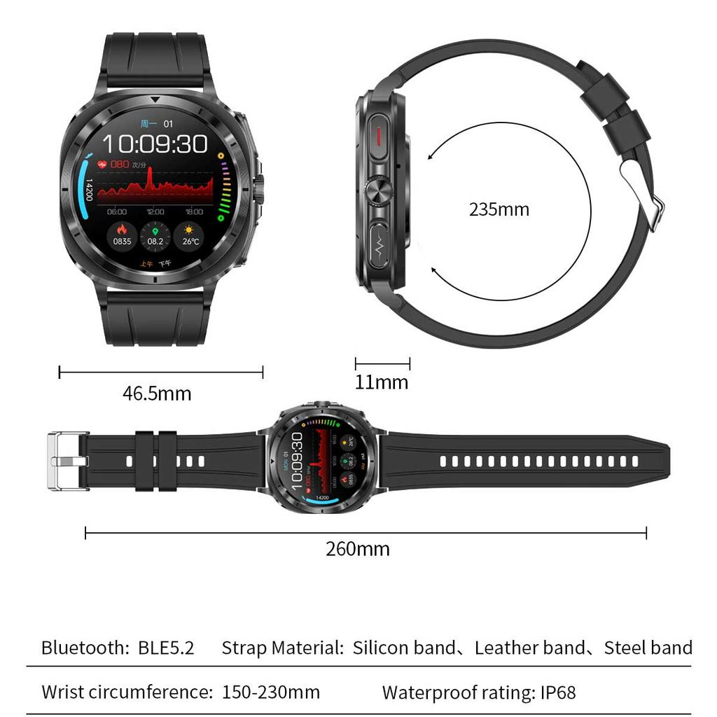 2025 Fashion New Expert Level Health Smart Watch Men ECG+PPG Laser Monitor Uric Acid Blood Fat Blood Pressure NFC HD Call Watch