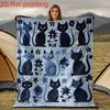 Cute Cat Throw Blanket 2D Printed Kitten Blanket Soft Warm Bed Blankets for Sofa Couch Bedding Living Room Home Decor