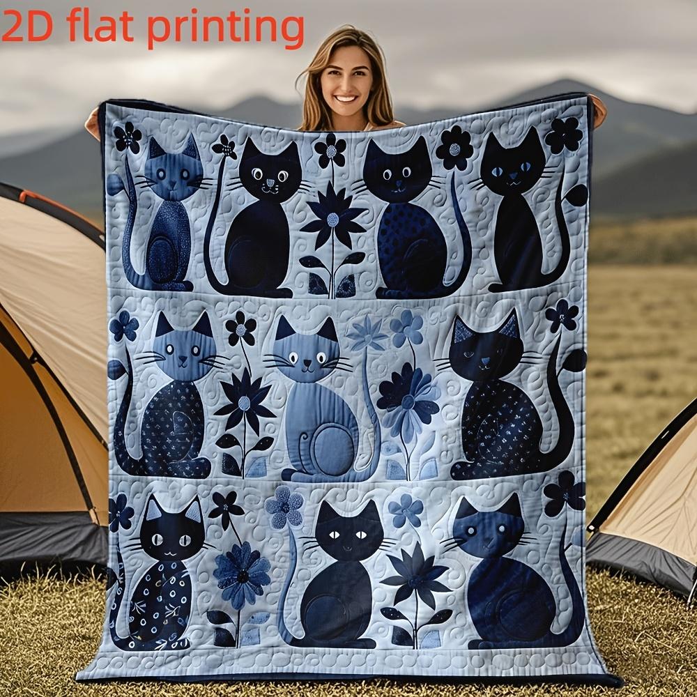 Cute Cat Throw Blanket 2D Printed Kitten Blanket Soft Warm Bed Blankets for Sofa Couch Bedding Living Room Home Decor