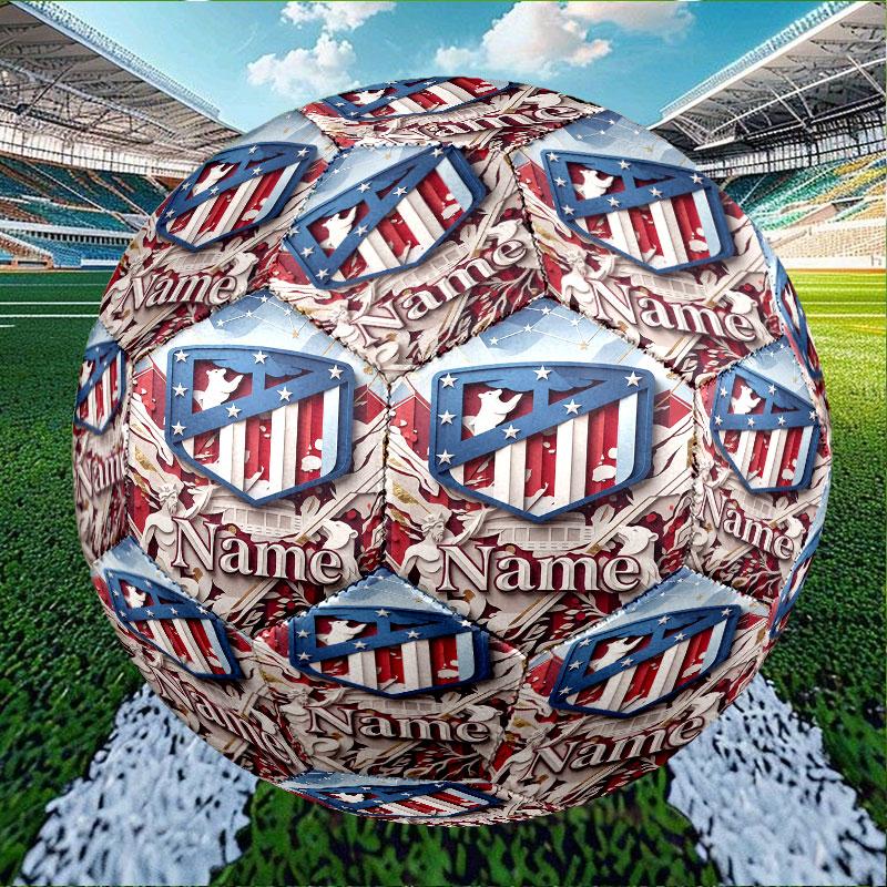Custom Name Personalized Atletico Madrid Print Size 5 Soccer Ball Training & Match Football, for Team, Kicking, Gift for Football Enthusiasts