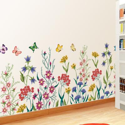 Fresh Botanical Butterfly Wall Sticker for Home Decoration Wallpaper for Skirting Board Beautification