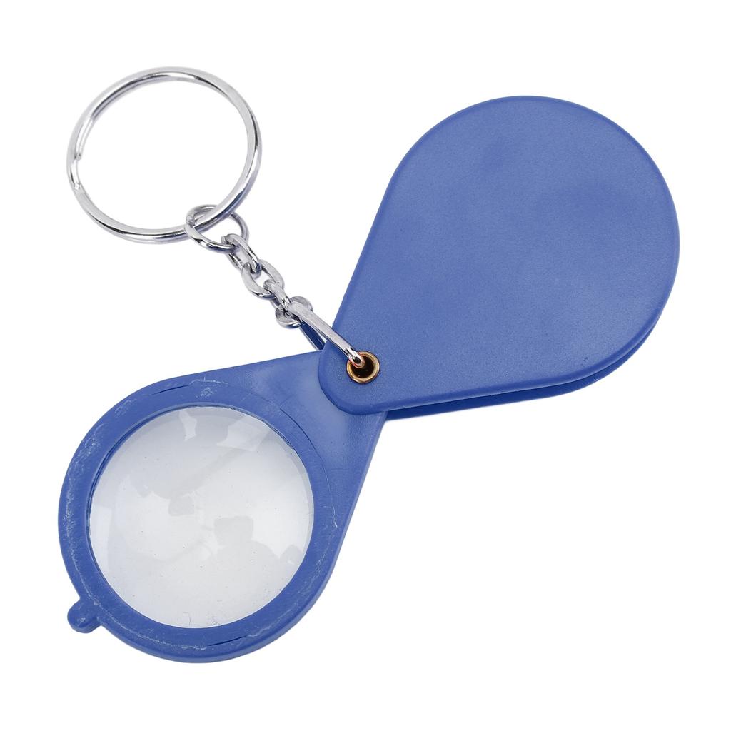 Magnifier Keychain 10X Magnification Foldable Portable Mini Magnifying Glass with Key Ring for Outdoor Reading Blue