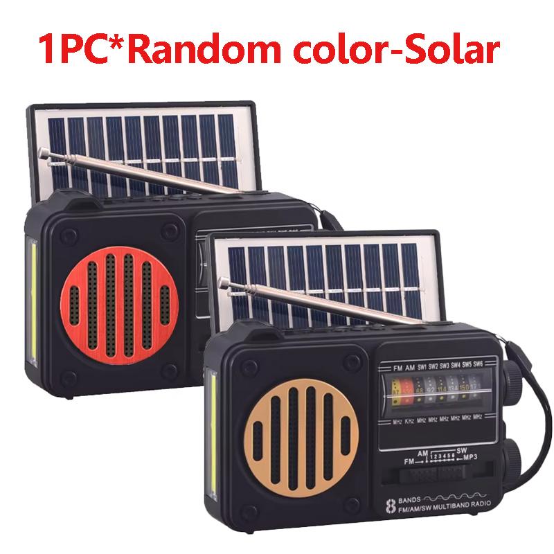 Portable Emergency Radio Solar FM AM SW1-6 Radio Receiver Bluetooth Speaker with Flashlight TF Card USB Drive MP3 Music Player
