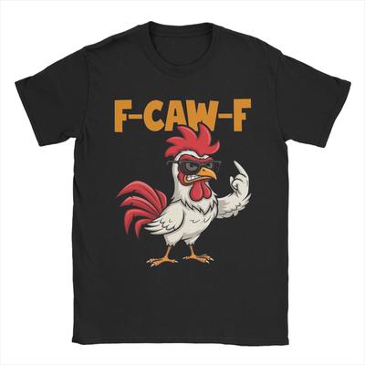 Men's F-Caw-F Funny Chicken FCAWF Meme T Shirts  Pure Cotton Clothes Short Sleeve Round Collar Tee Shirt Graphic Printed T-Shirt