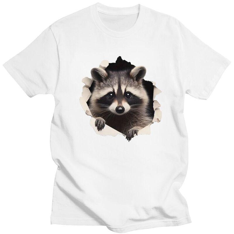 Custom Funny Raccoon T Shirts Men Pure Cotton Tees Tshirt Tshirt